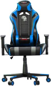 Cadeira Gamer Black Hawk c/Apoio Cervical - Encosto Reclinável - Apoio de Braços - Ajuste de Altura - Preto/Azul - CH05BKBL ELG