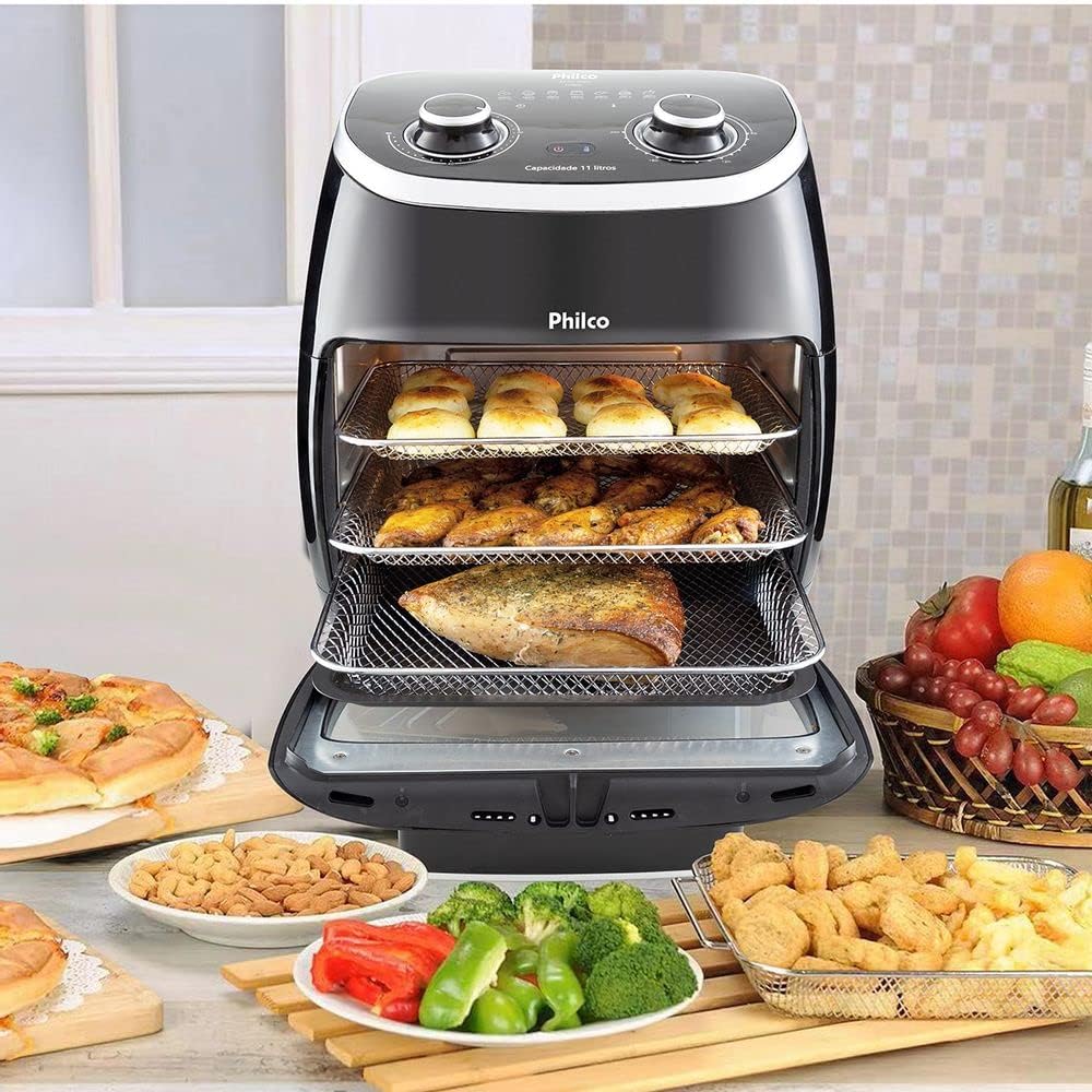 Philco Air Fryer 2 em 1 Oven 11L Pfr2000p 127v com alimentos